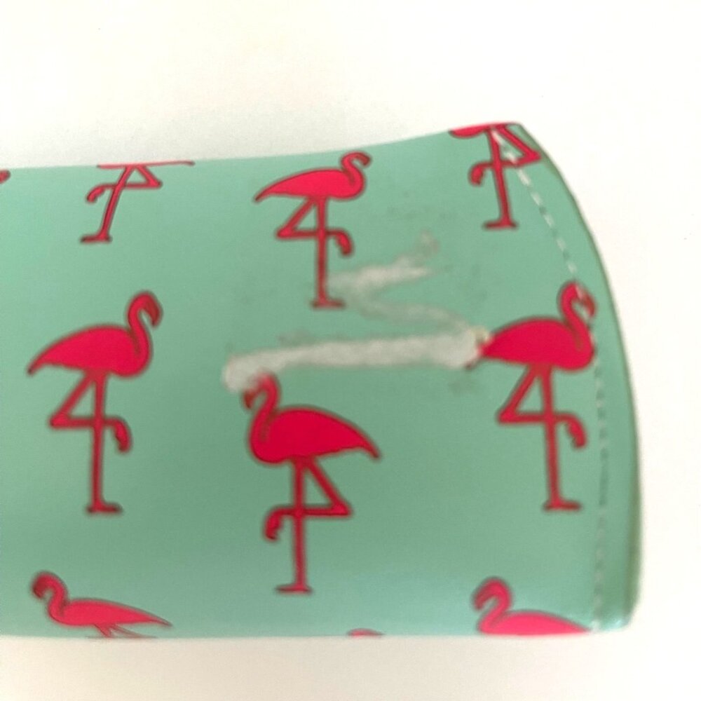 Pink Flamingo Eyeglass Sunglass Soft Case J Crew Turquoise Teal Faux Leather - Picture 6 of 8